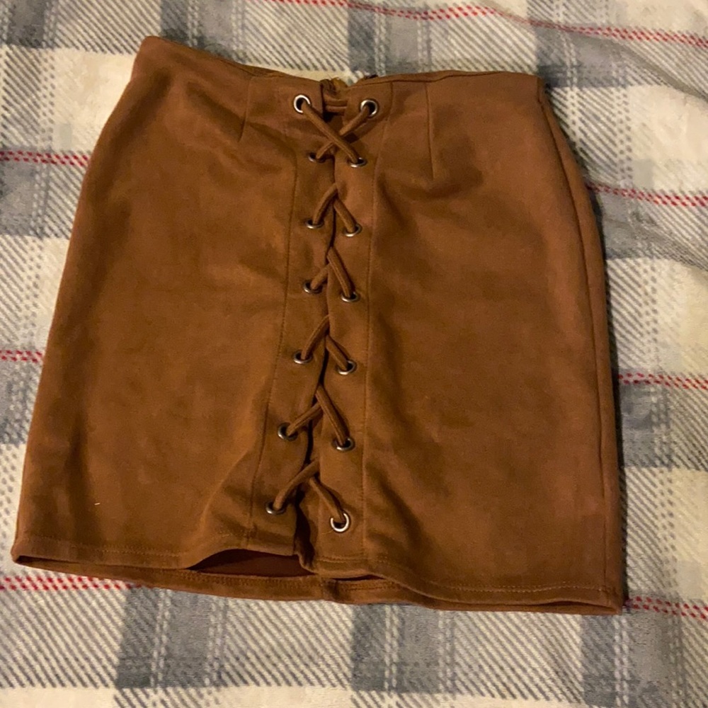 Windsor Fall Brown Mini Velvet Skirt